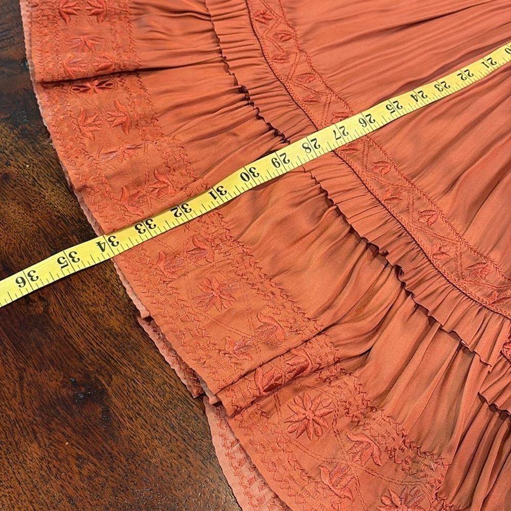 Ulla Johnson Luisa Satin Ruffle Mini Dress in Rust Red size 4 *As-Is* - Picture 16 of 16